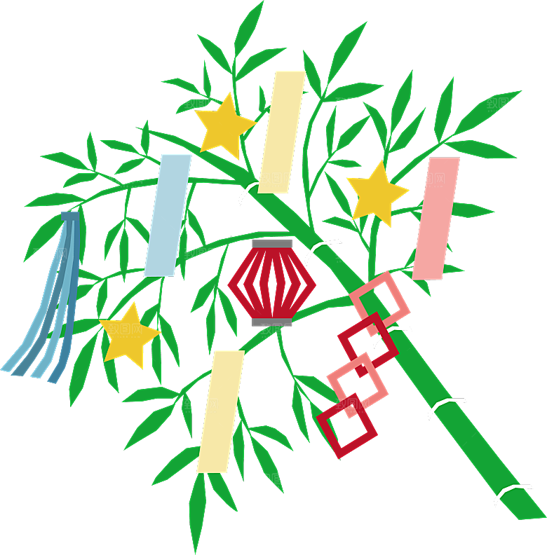 中国风卡通手绘绿色竹子水墨竹叶竹节