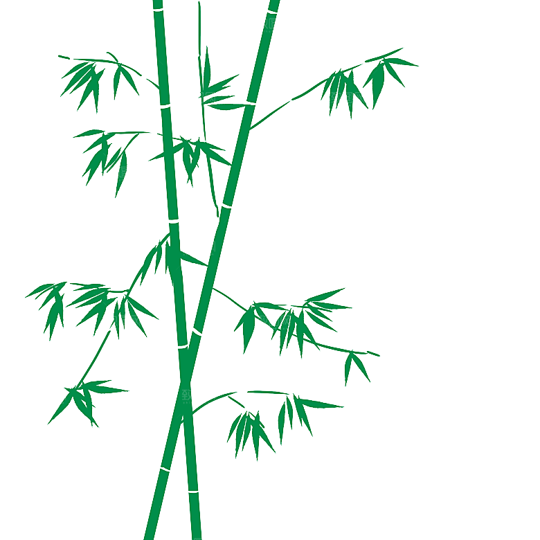 中国风卡通手绘绿色竹子水墨竹叶竹节