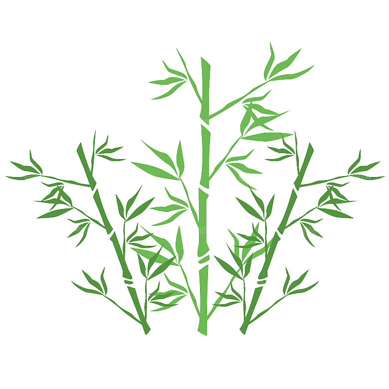 中国风卡通手绘绿色竹子水墨竹叶竹节