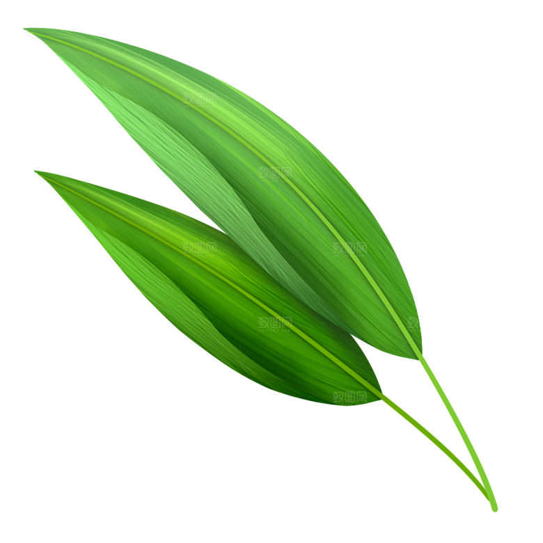 中国风卡通手绘绿色竹子水墨竹叶竹节