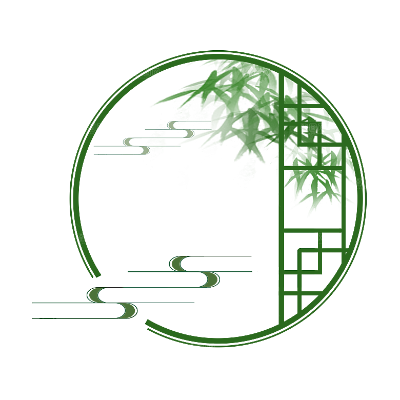 中国风卡通手绘绿色竹子水墨竹叶竹节