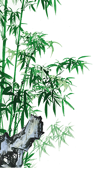 中国风卡通手绘绿色竹子水墨竹叶竹节