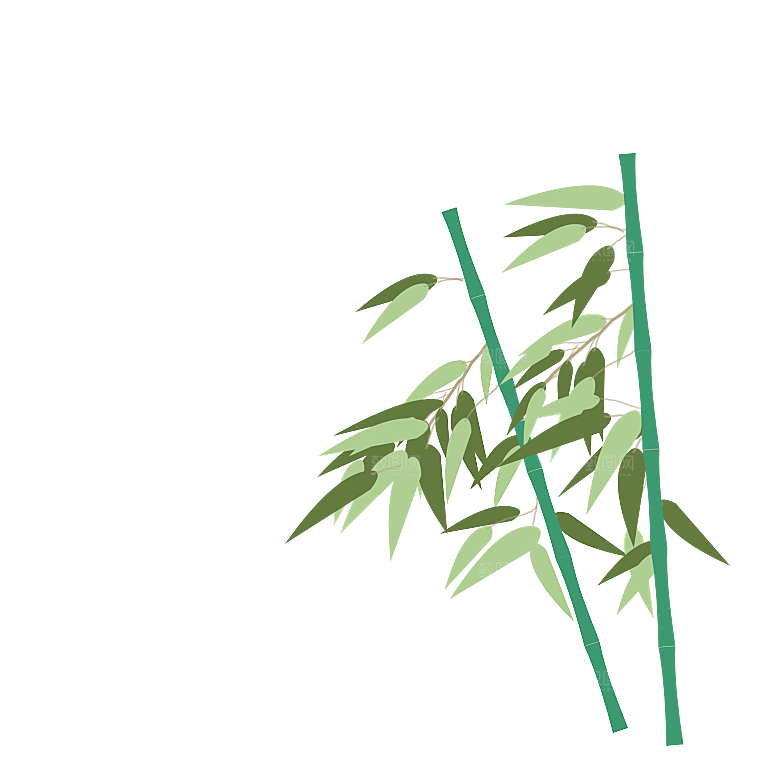 中国风卡通手绘绿色竹子水墨竹叶竹节