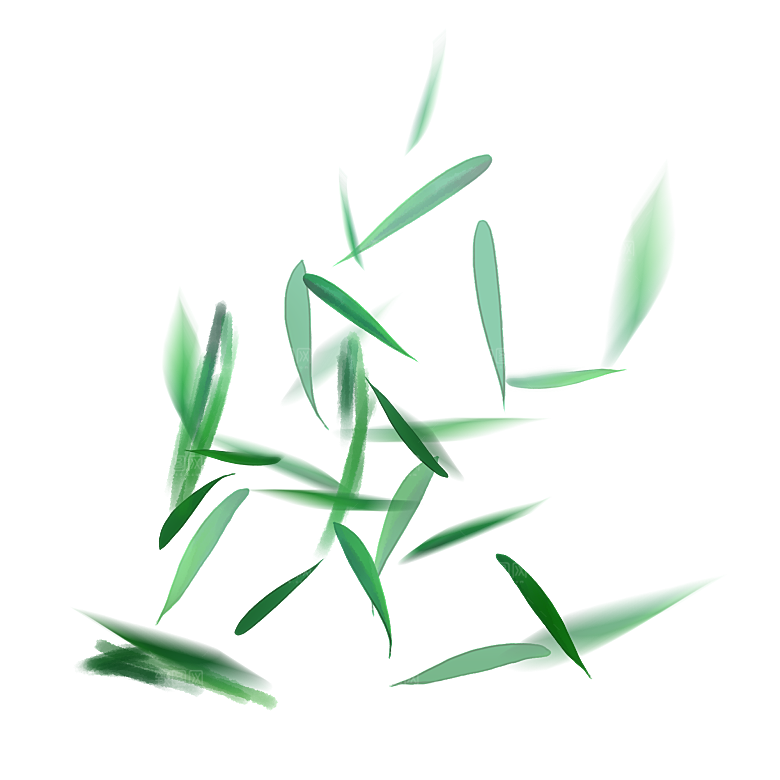 中国风卡通手绘绿色竹子水墨竹叶竹节