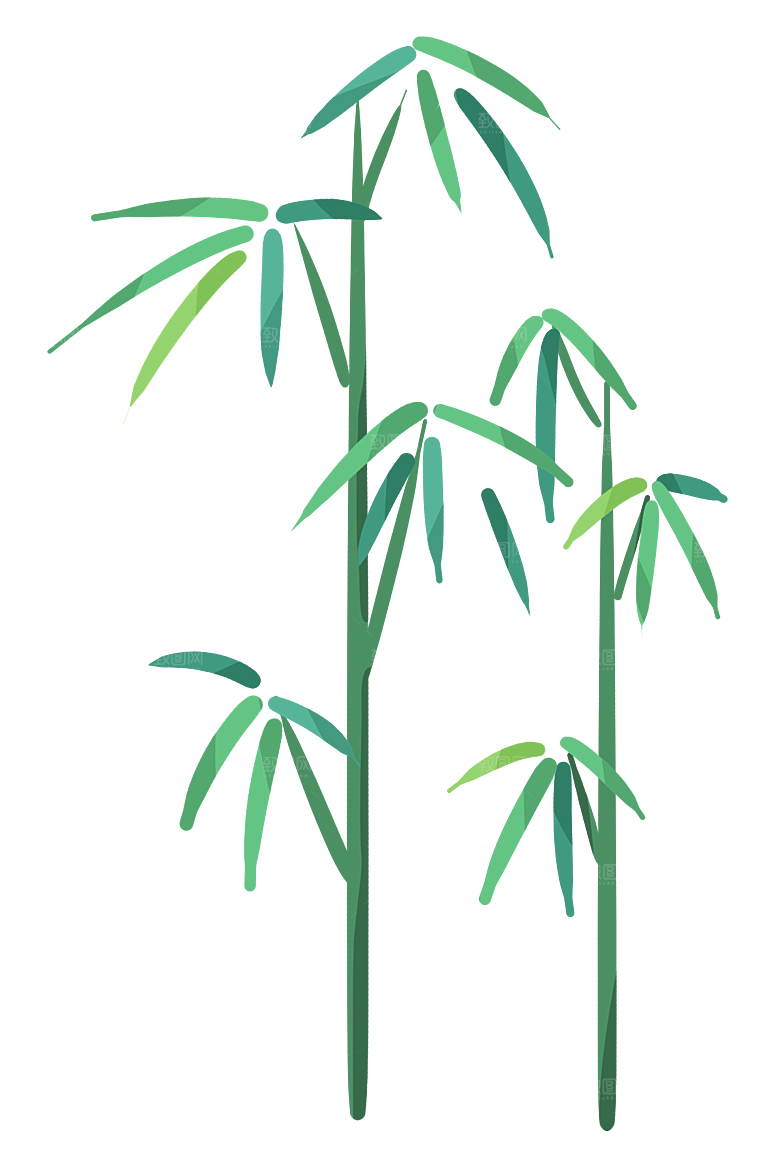 中国风卡通手绘绿色竹子水墨竹叶竹节