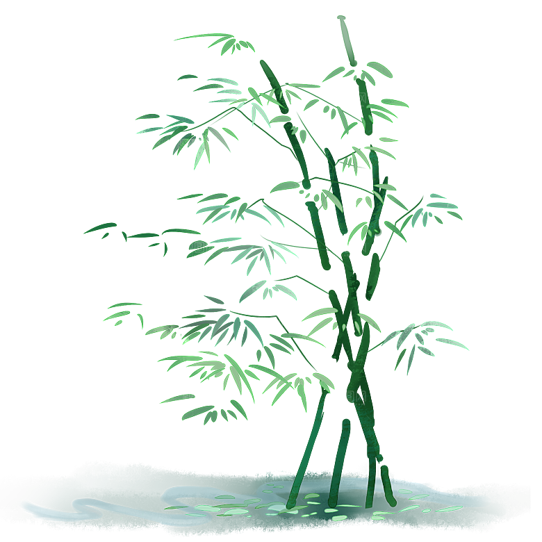 中国风卡通手绘绿色竹子水墨竹叶竹节
