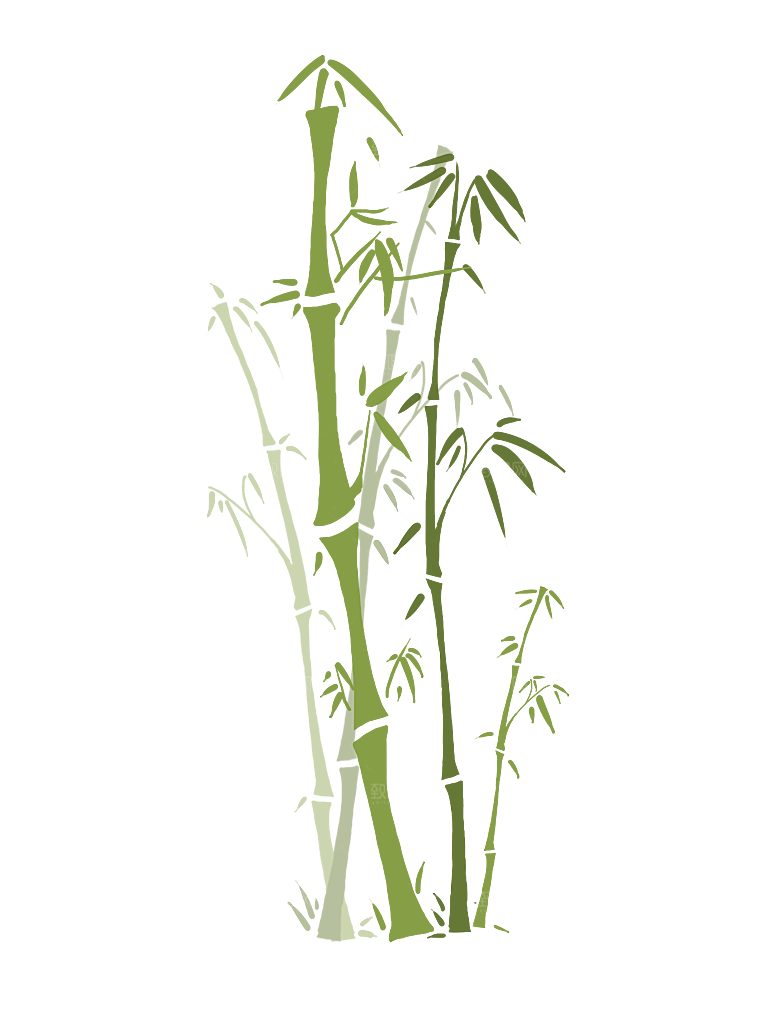中国风卡通手绘绿色竹子水墨竹叶竹节