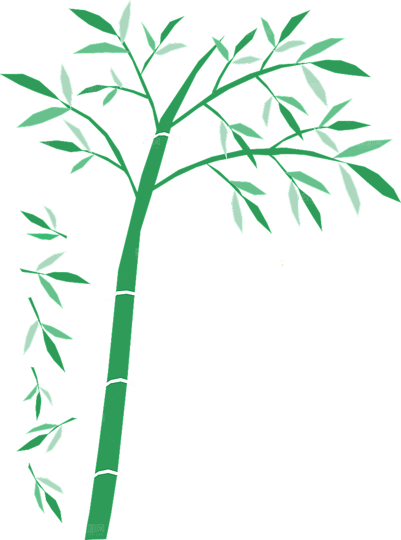中国风卡通手绘绿色竹子水墨竹叶竹节