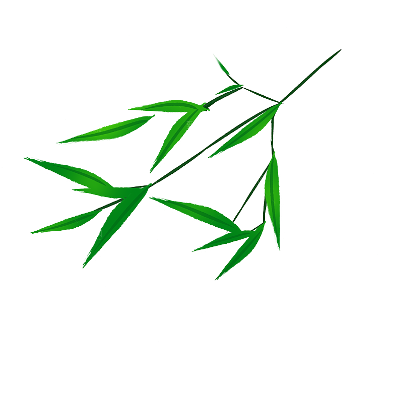 中国风卡通手绘绿色竹子水墨竹叶竹节