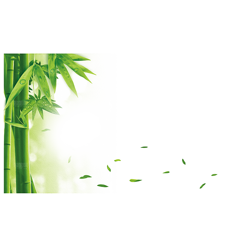 中国风卡通手绘绿色竹子水墨竹叶竹节