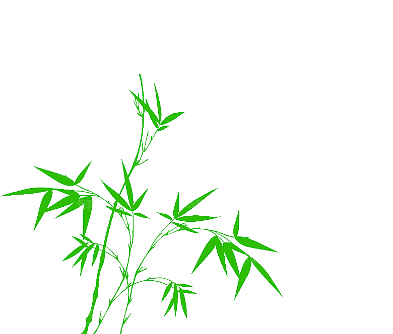 中国风卡通手绘绿色竹子水墨竹叶竹节