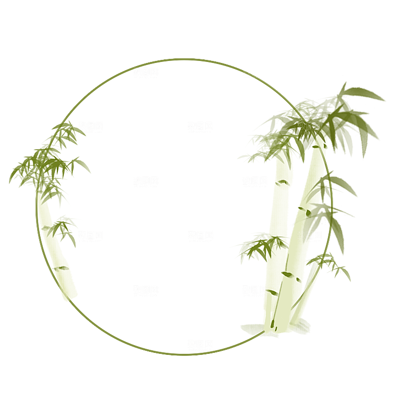 中国风卡通手绘绿色竹子水墨竹叶竹节