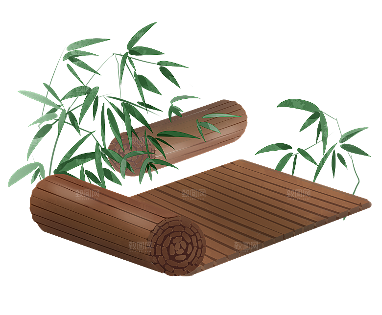 中国风卡通手绘绿色竹子水墨竹叶竹节