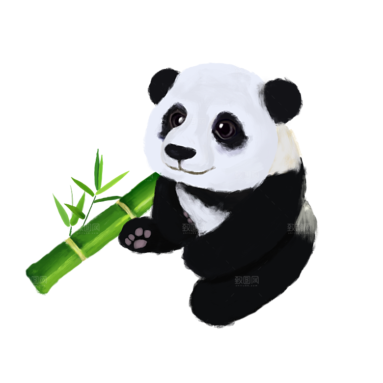 中国风卡通手绘绿色竹子水墨竹叶竹节