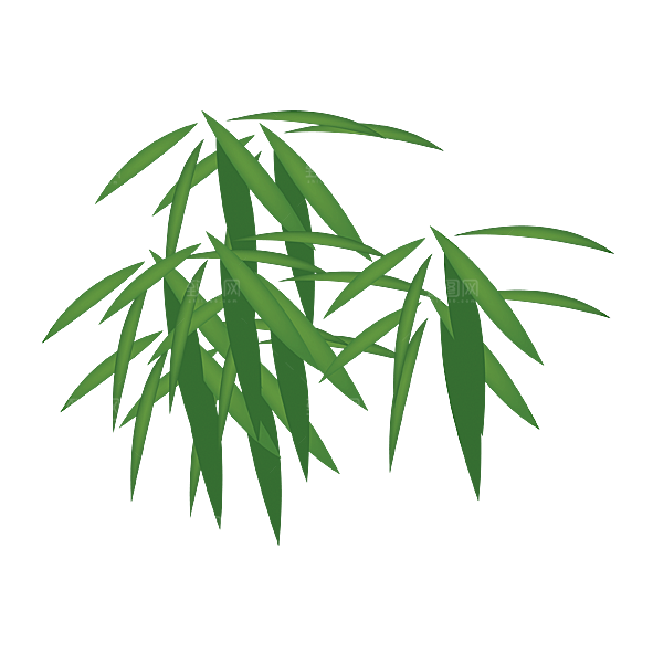 中国风卡通手绘绿色竹子水墨竹叶竹节