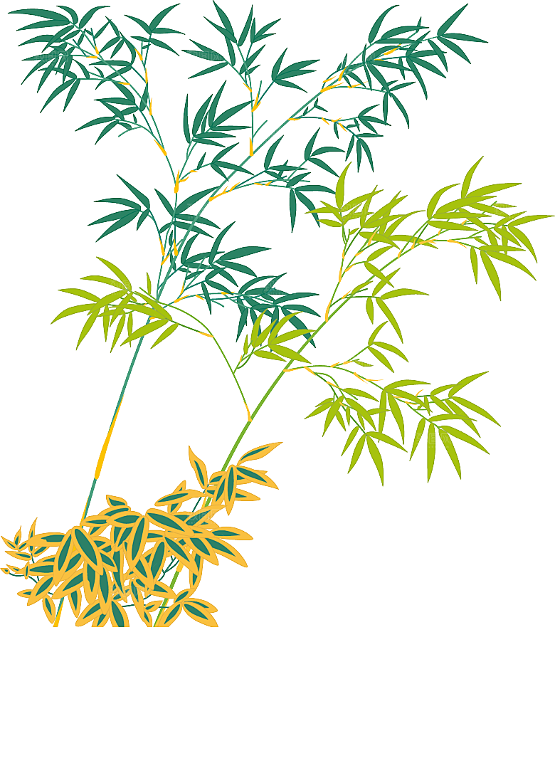 中国风卡通手绘绿色竹子水墨竹叶竹节