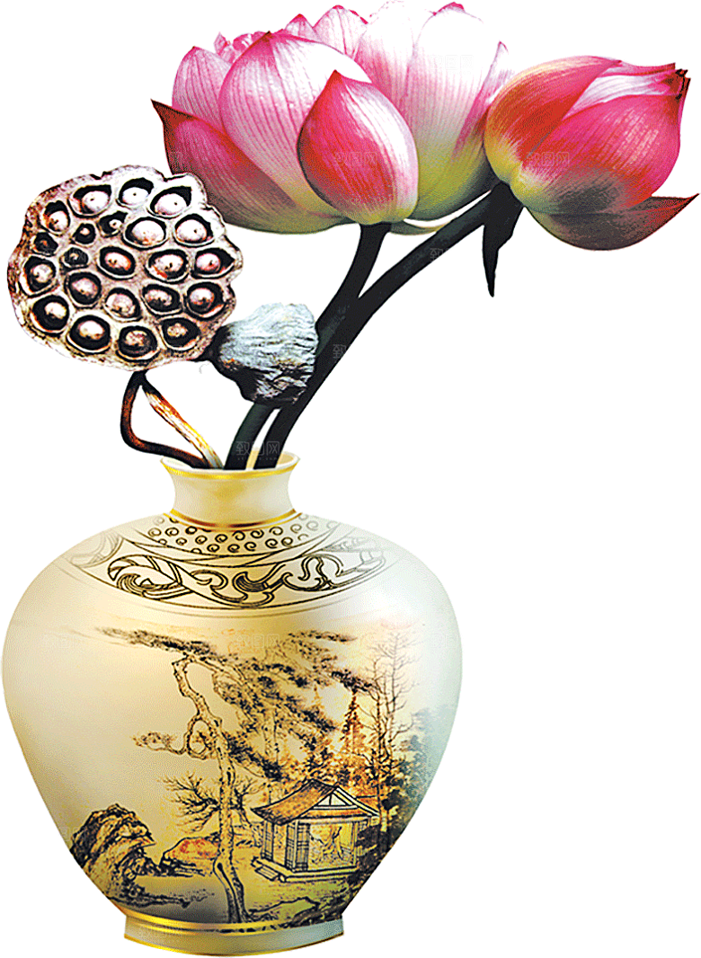 中国风水墨荷花莲花插图清新手绘荷花莲花