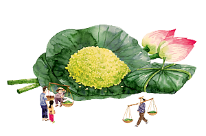 中国风水墨荷花莲花插图清新手绘荷花莲花