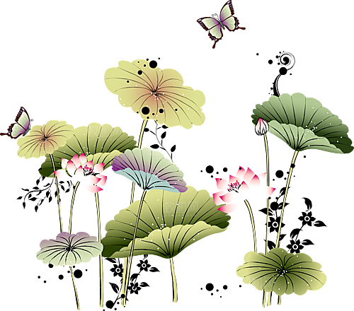 中国风水墨荷花莲花插图清新手绘荷花莲花