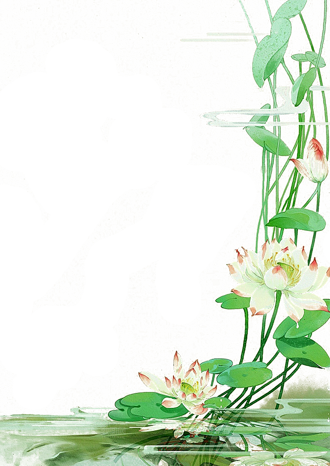中国风水墨荷花莲花插图清新手绘荷花莲花