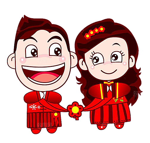 卡通中式婚礼新人中式古典中国风人物婚庆