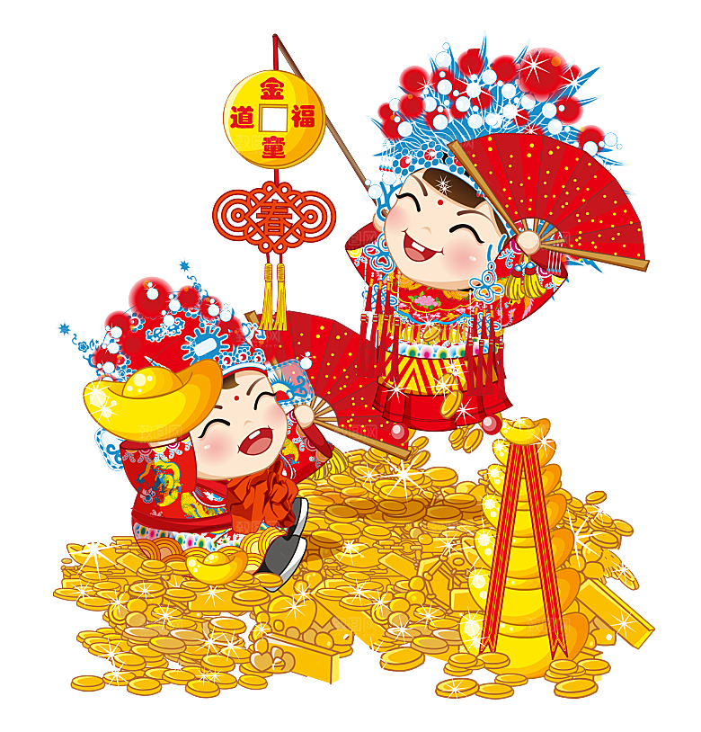 卡通中式婚礼新人中式古典中国风人物婚庆