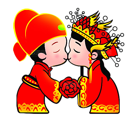 卡通中式婚礼新人中式古典中国风人物婚庆