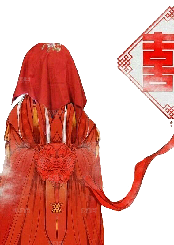 卡通中式婚礼新人中式古典中国风人物婚庆