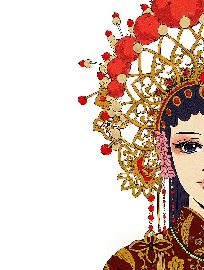 卡通中式婚礼新人中式古典中国风人物婚庆