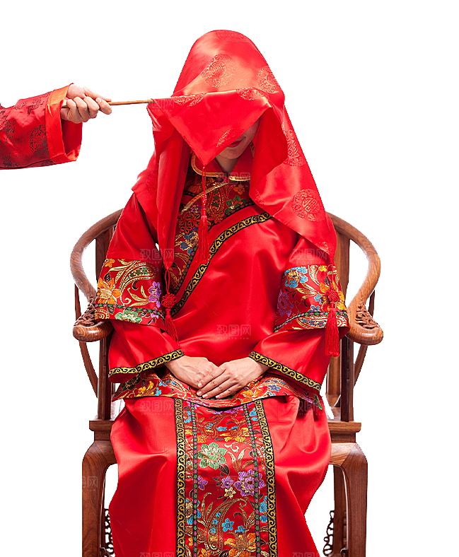 卡通中式婚礼新人中式古典中国风人物婚庆