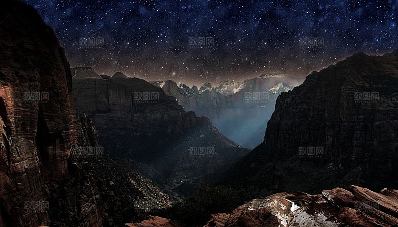 高山登山雪山河流白云蓝天自然好风光