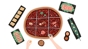 火锅免扣牛肉羊肉鸳鸯锅火锅食材