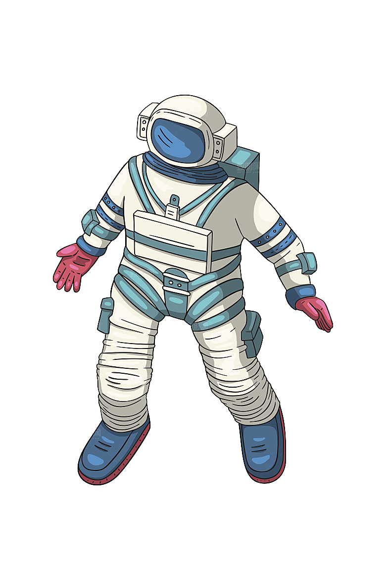 手绘卡通宇航员太空宇宙元素图案