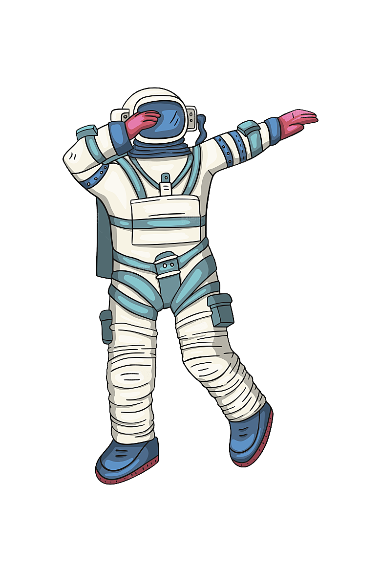 手绘卡通宇航员太空宇宙元素图案