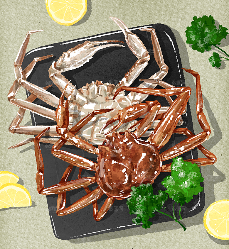 手绘美食海鲜简约大气海报
