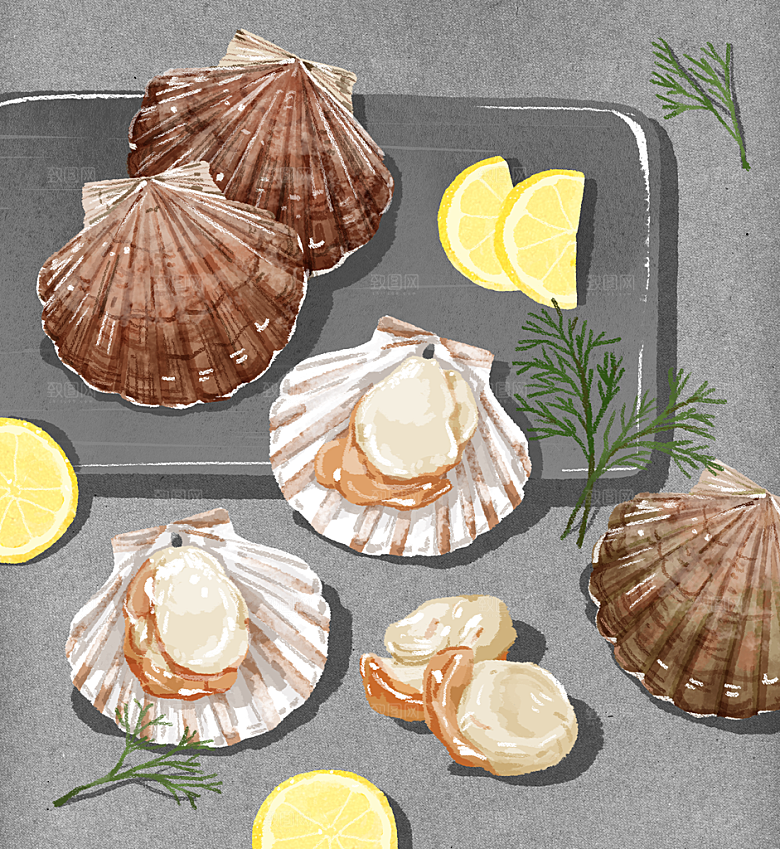 手绘美食海鲜简约大气海报