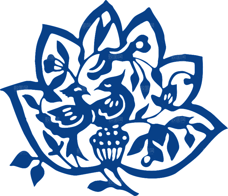 中式传统青花瓷花纹纹样图案