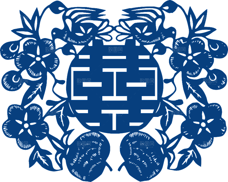 中式传统青花瓷花纹纹样图案