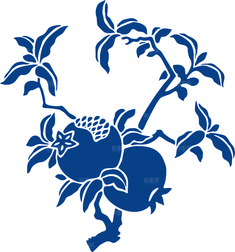 中式传统青花瓷花纹纹样图案