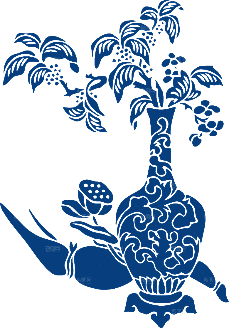 中式传统青花瓷花纹纹样图案