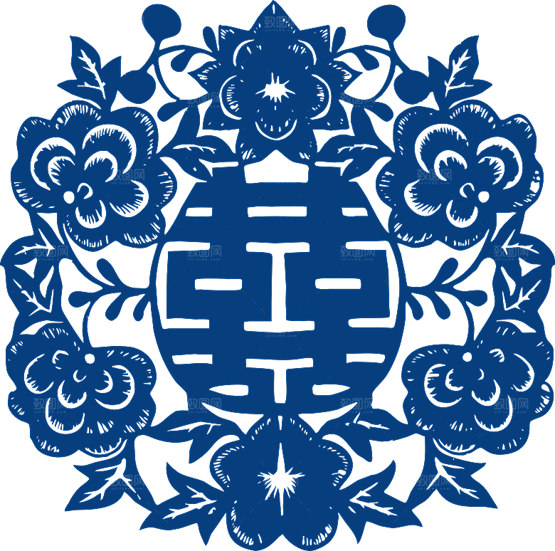 中式传统青花瓷花纹纹样图案