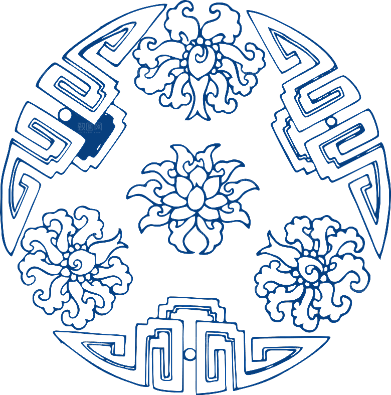 中式传统青花瓷花纹纹样图案