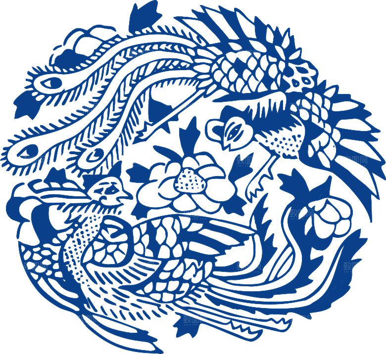中式传统青花瓷花纹纹样图案
