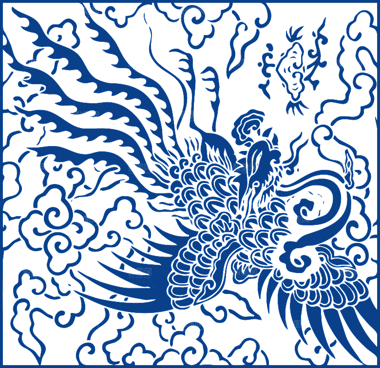 中式传统青花瓷花纹纹样图案