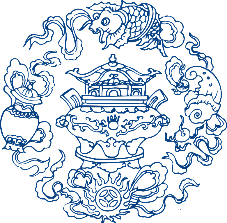 中式传统青花瓷花纹纹样图案