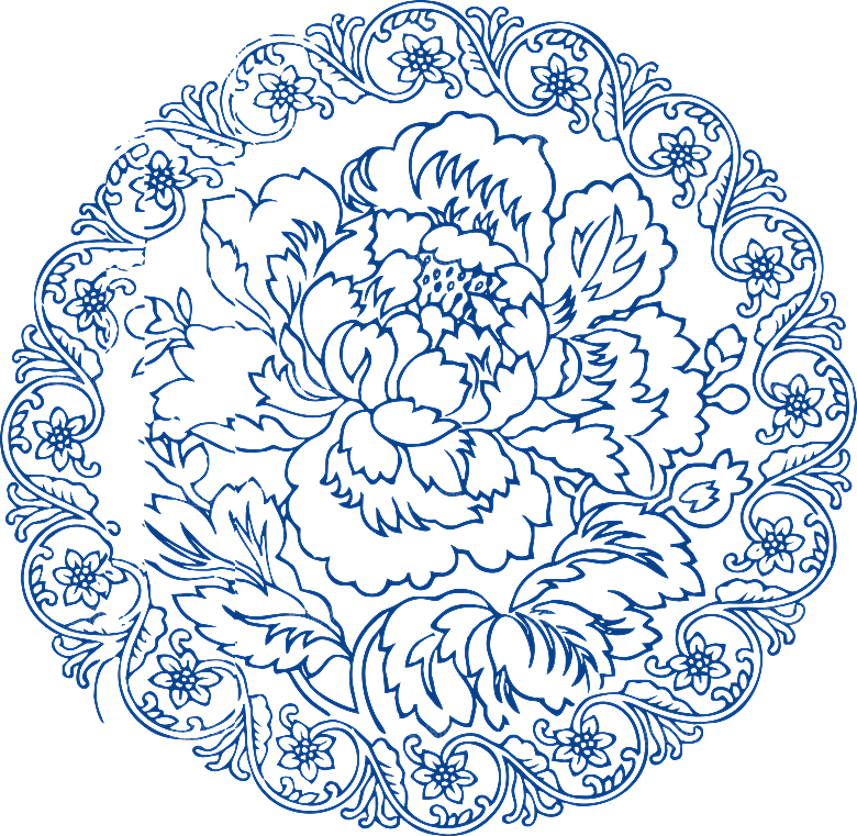 中式传统青花瓷花纹纹样图案