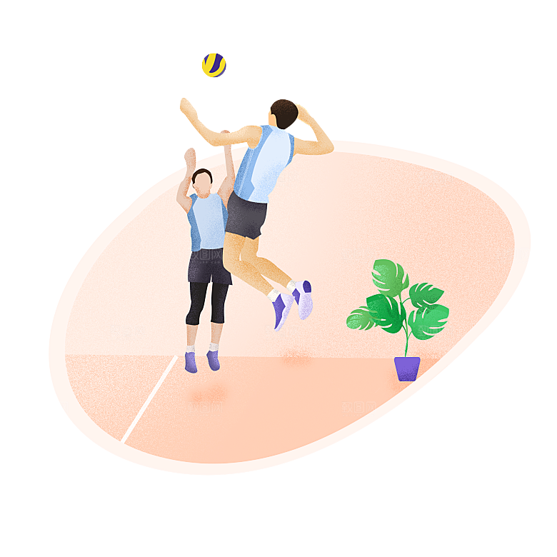 手绘户外插画免扣元素素材