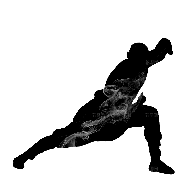 中国风水墨古风武侠人物剪影透明背景