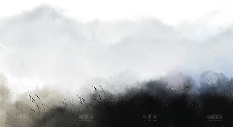 山水水墨中式复古简约大气海报