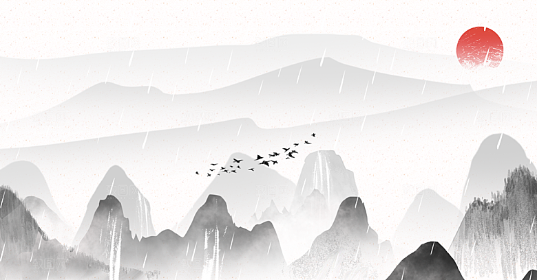 山水建筑风景中式背景素材
